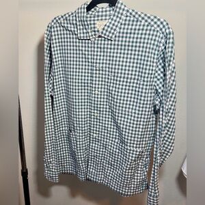 J. Crew Teal and White Checkered Button Down Shirt